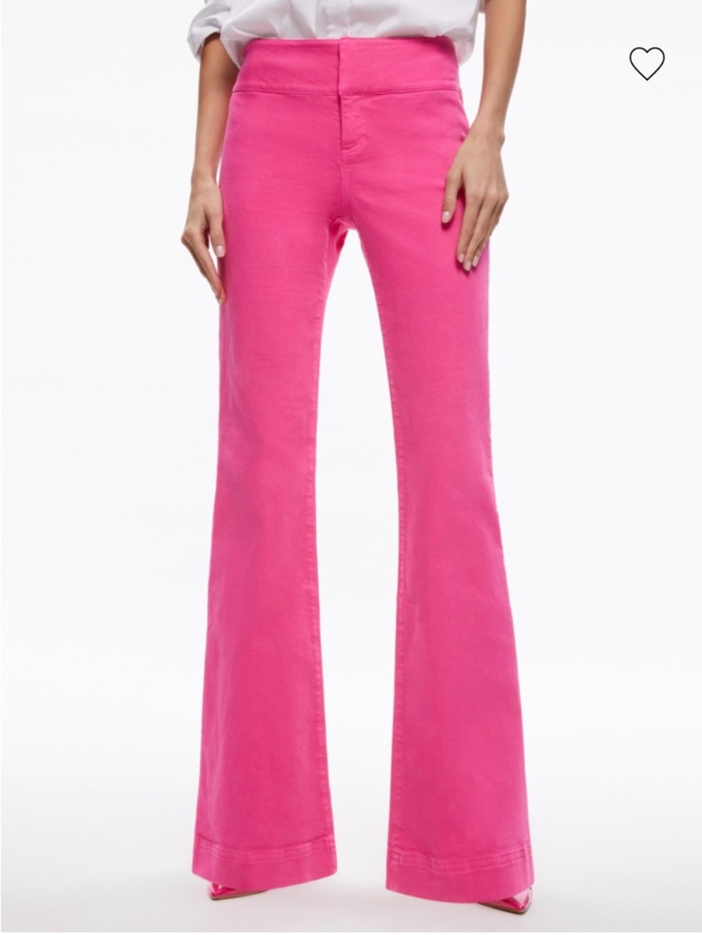 Alice + Olivia Bright Pink Flared Mid -Rise Pants